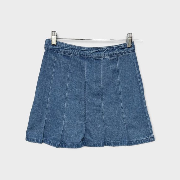Lelis Demin Pleat Detail Side Zip Mini Skirt NEW WITH TAGS - Picture 2 of 7